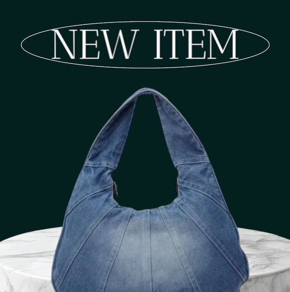 Last One!NEW!  Trendy Half-Moon Denim Bag – Stylish, Spacious & Comfy sz medium - Picture 10 of 10